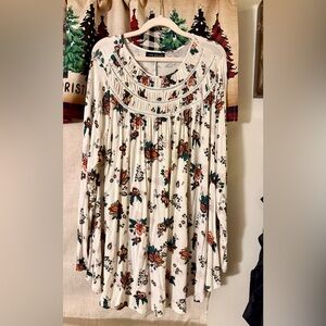 Lane Bryant White Floral Tunic Top, Stretchy, Size 14/16